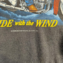 Load image into Gallery viewer, F- Vintage &#39;91 Harley Davidson 3D Emblem Ride The Wind Cut Off Single Stitch Tee
