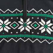 J- Vintage Chaps RL Patterned Black Quarter Zip Knit Sweater - L