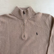 J- Vintage Polo RL Embroidered Logo Quarter Zip Knit Sweater - S