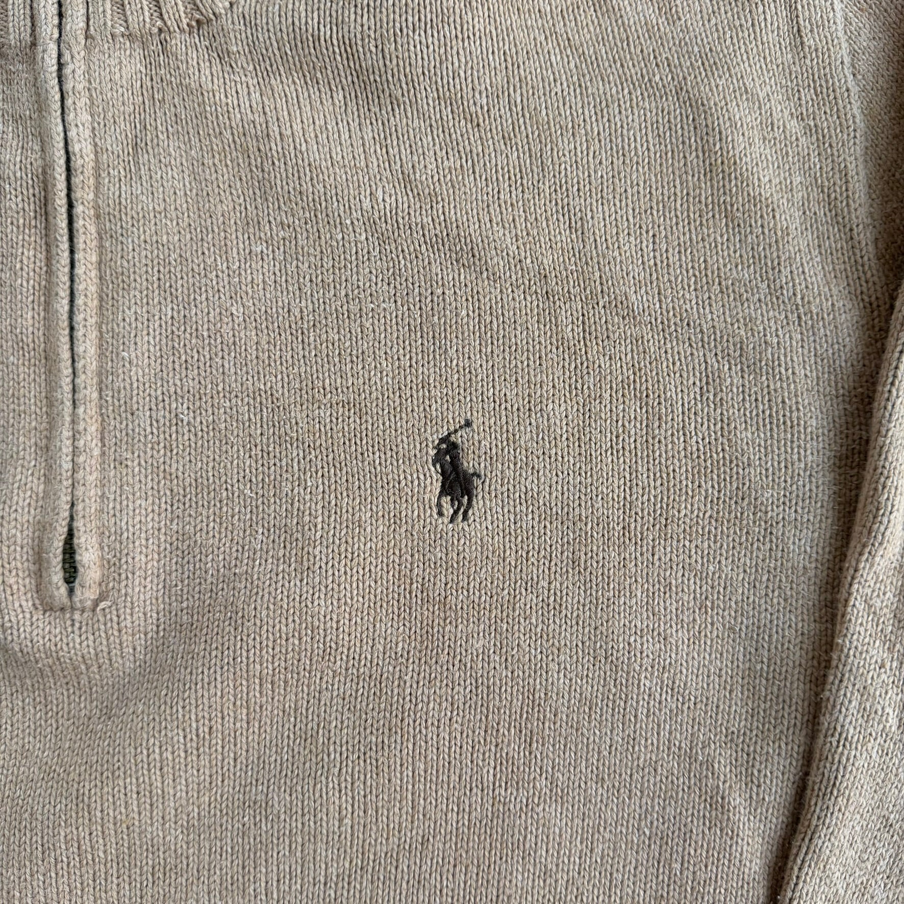 J- Vintage Polo RL Embroidered Logo Quarter Zip Knit Sweater - S