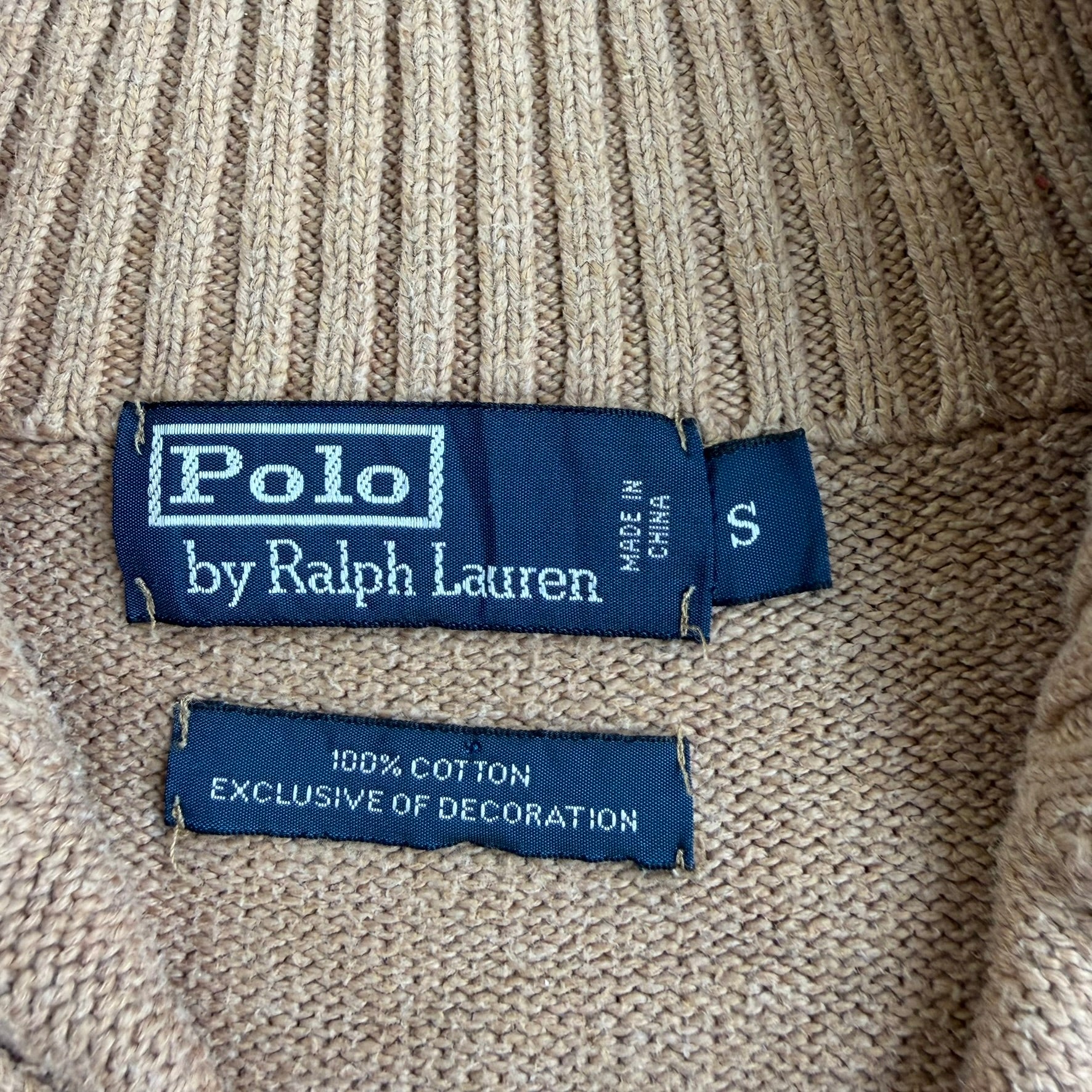 J- Vintage Polo RL Embroidered Logo Quarter Zip Knit Sweater - S