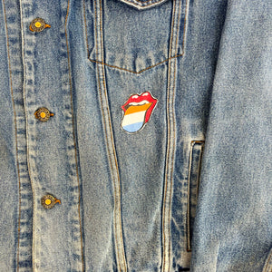 F- HOM Rolling Stones/Kiss Love Gun Reworked Custom Denim Jacket