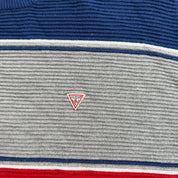 J- Vintage Guess Los Angeles Embroidered Logo Red/Grey/Navy Knit Sweater - L