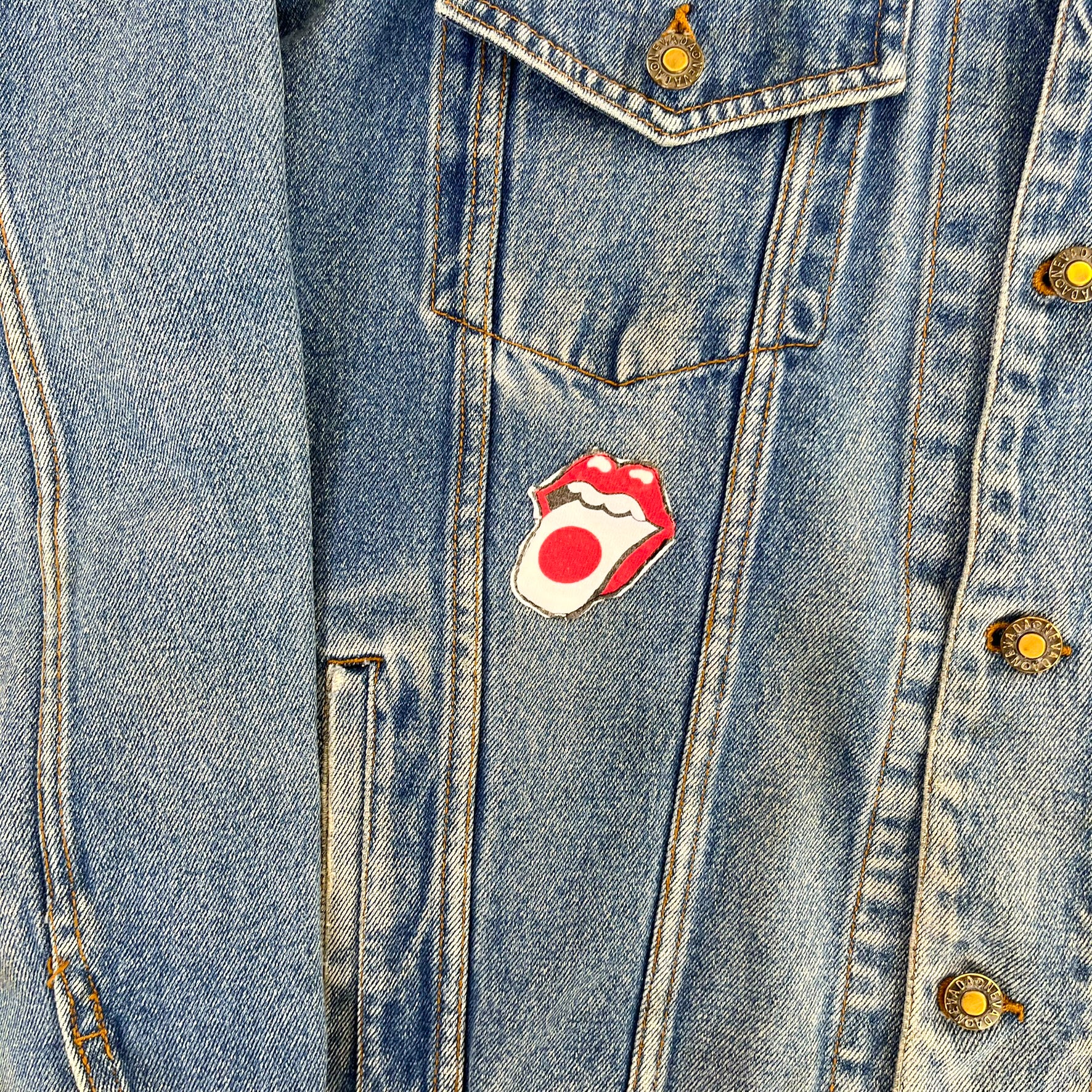 F- HOM Rolling Stones/Kiss Love Gun Reworked Custom Denim Jacket