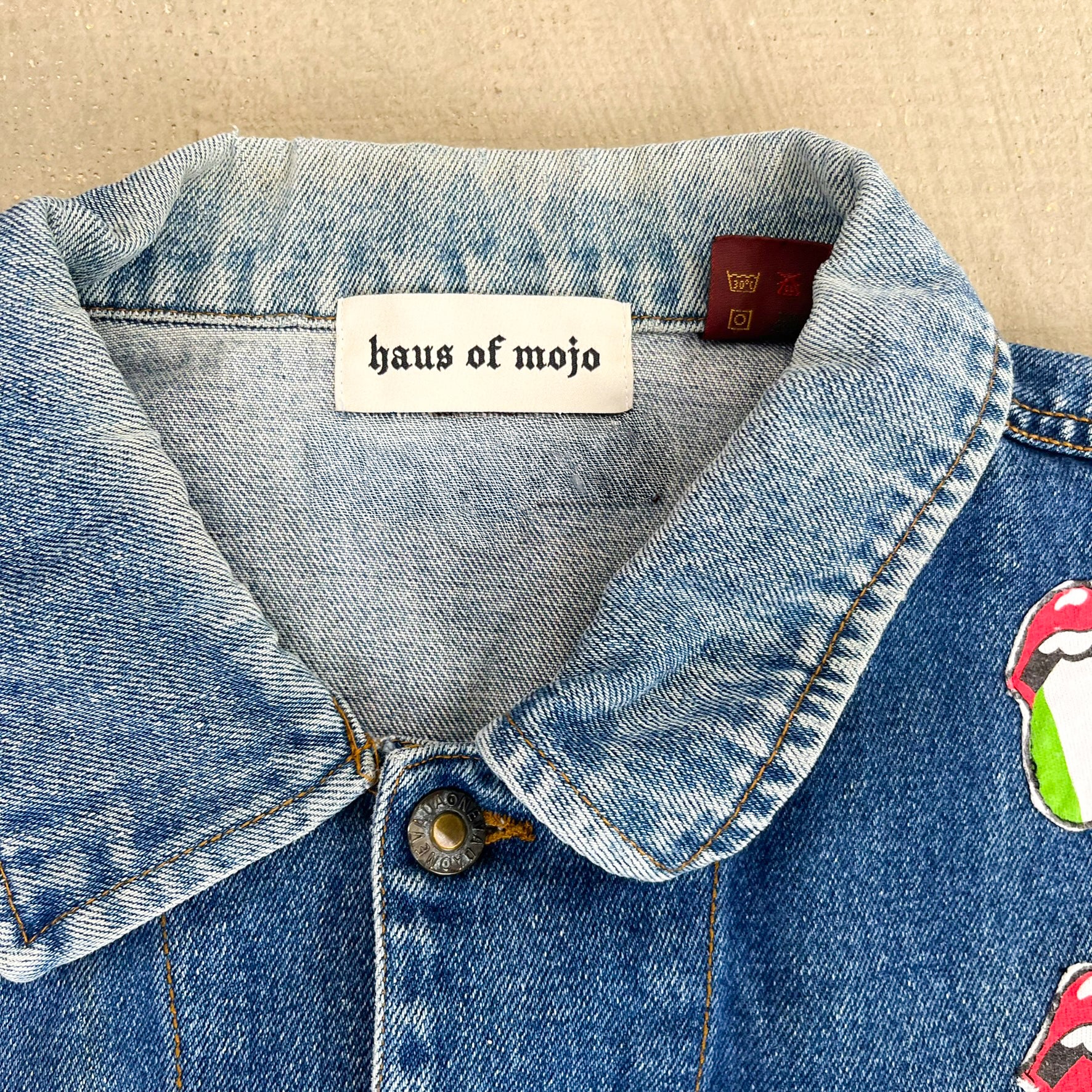 F- HOM Rolling Stones/Kiss Love Gun Reworked Custom Denim Jacket
