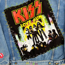 Load image into Gallery viewer, F- HOM Rolling Stones/Kiss Love Gun Reworked Custom Denim Jacket
