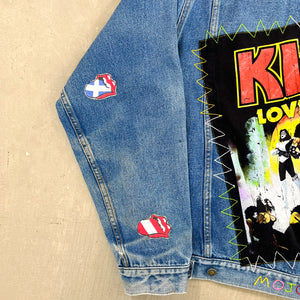 F- HOM Rolling Stones/Kiss Love Gun Reworked Custom Denim Jacket