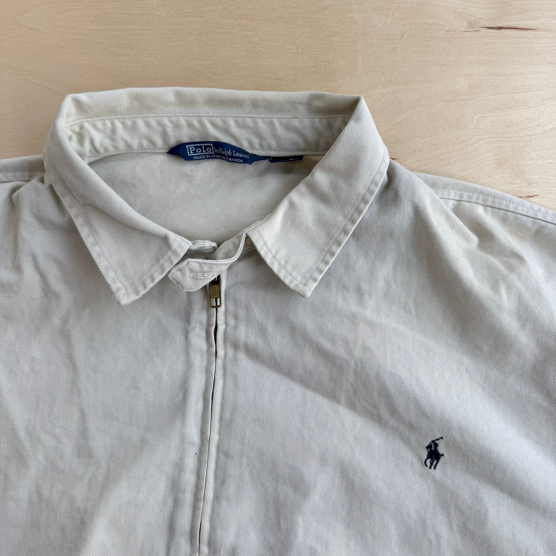 J- Vintage Polo RL Embroidered Logo Beige Harrington Jacket - XL