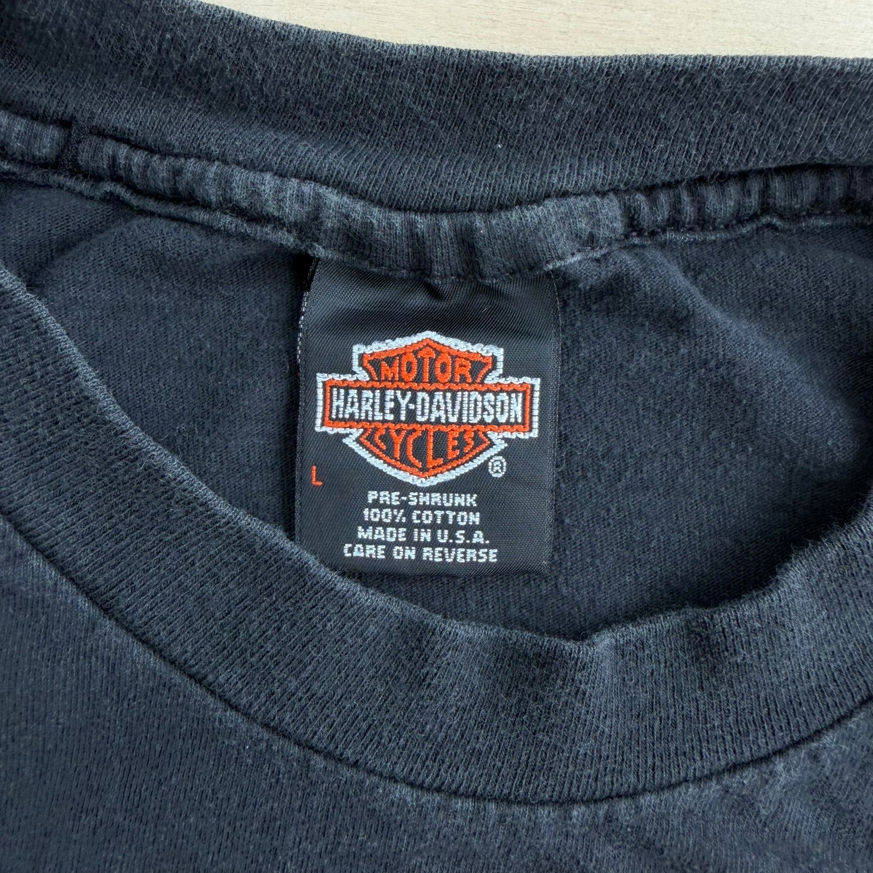 J- Vintage '95 Harley Davidson Troy New York Made In USA Single Stitch Tee - L