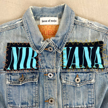 Load image into Gallery viewer, F- HOM Nirvana Heart Shaped Box Reworked Custom Denim Jacket
