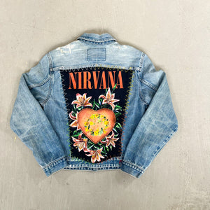 F- HOM Nirvana Heart Shaped Box Reworked Custom Denim Jacket