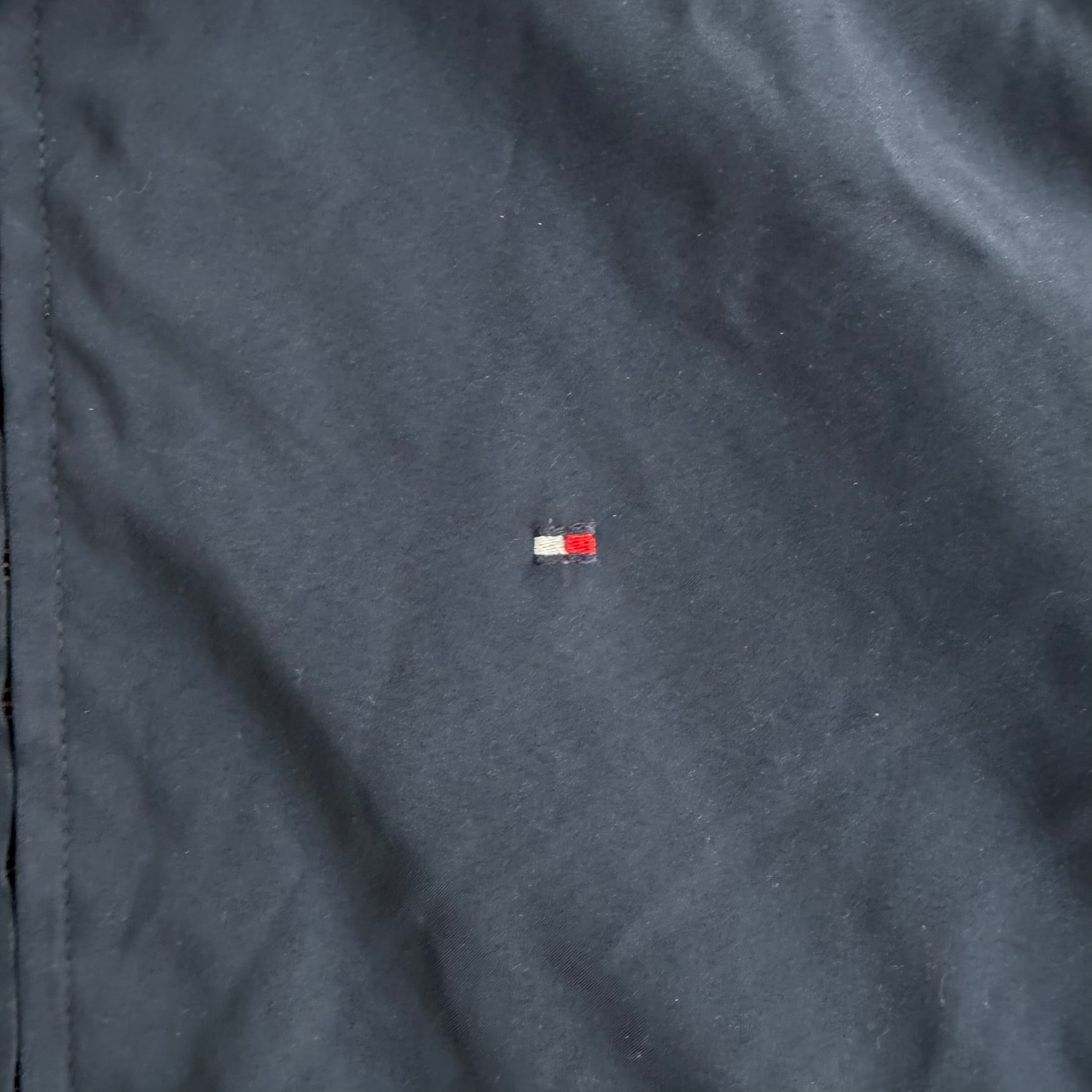 J- Vintage Tommy Hilfiger Embroidered Logo Navy Harrington Jacket - L