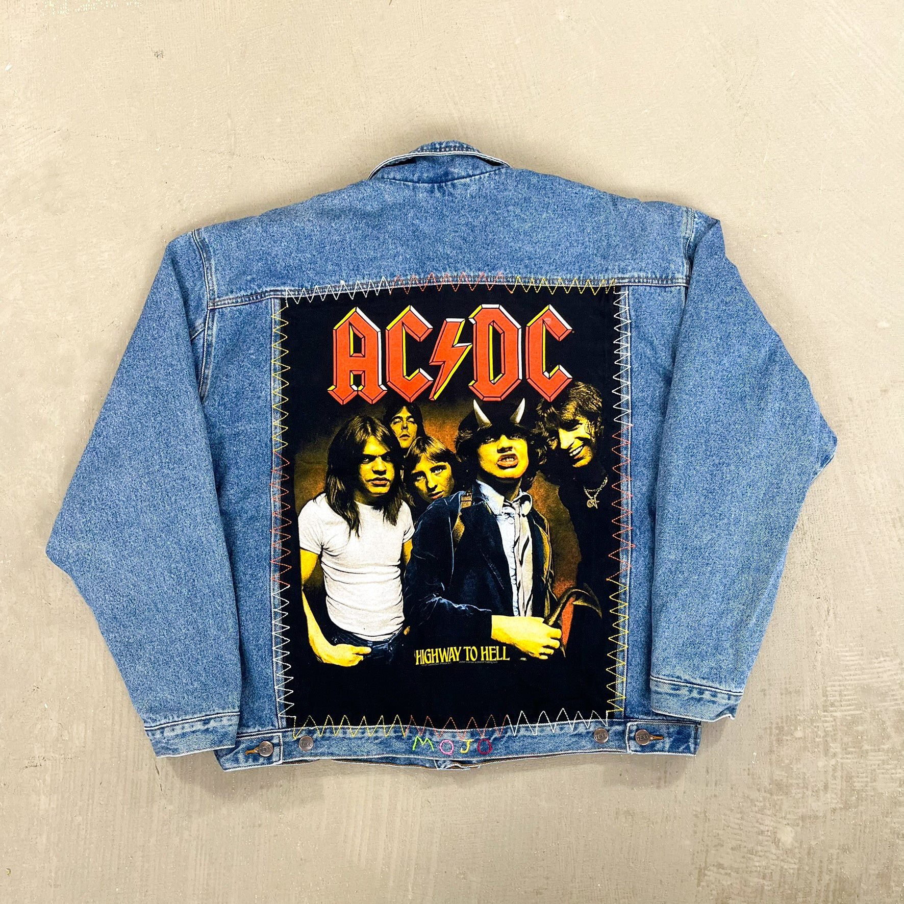F- HOM AC/DC Highway To Hell Reworked Custom Denim Jacket