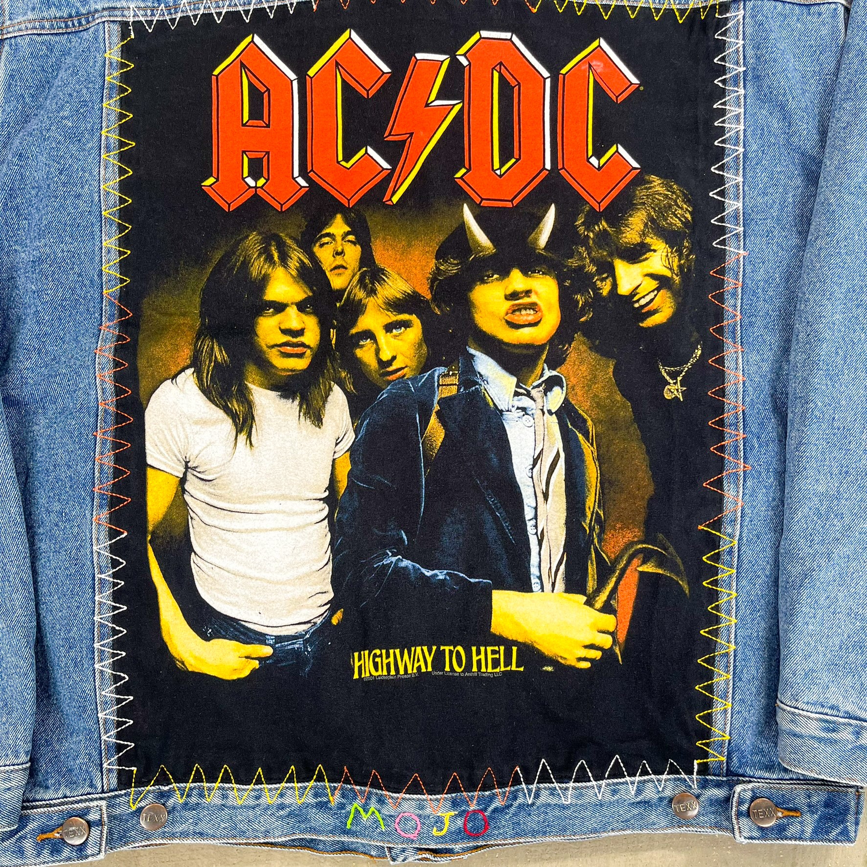 F- HOM AC/DC Highway To Hell Reworked Custom Denim Jacket