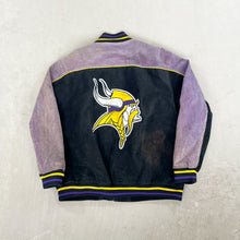Load image into Gallery viewer, F- Vintage Minnesota Vikings NFL Embroidered Logo Suede Jacket
