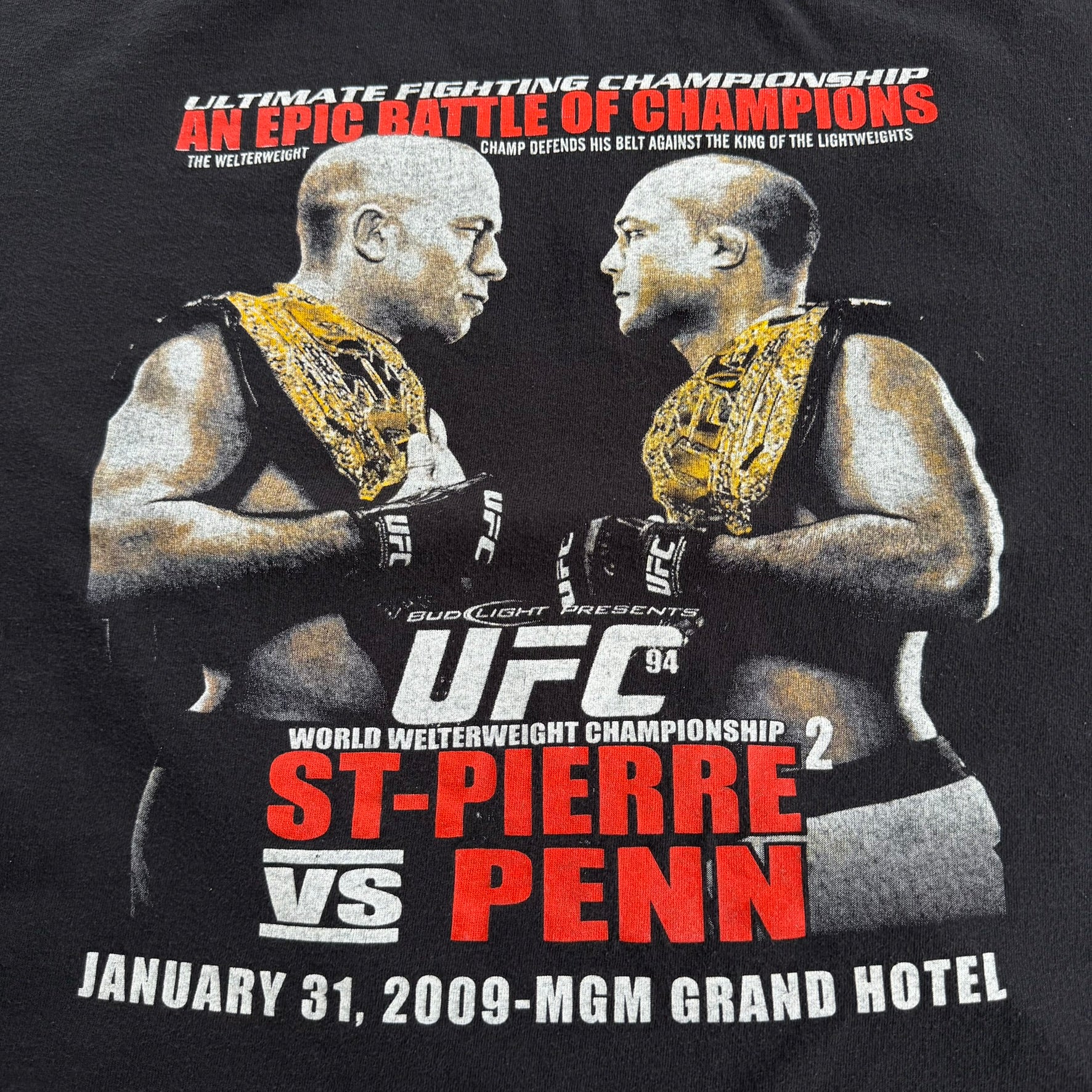 J- Vintage '09 UFC 94 George St-Pierre Vs BJ Penn Welterweight Championship Fight Tee - L