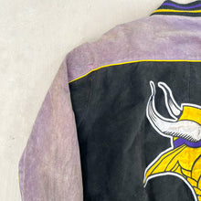 Load image into Gallery viewer, F- Vintage Minnesota Vikings NFL Embroidered Logo Suede Jacket

