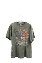 Load image into Gallery viewer, X - Vintage Ride With Pride American Flag Eagle &amp; Motorcycle Tee
