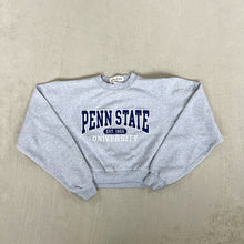 Load image into Gallery viewer, F- HOM Penn State Embroidered Text Cropped Reworked Crewneck
