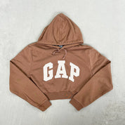 F- HOM GAP Embroidered Text Cropped Reworked Hoodie