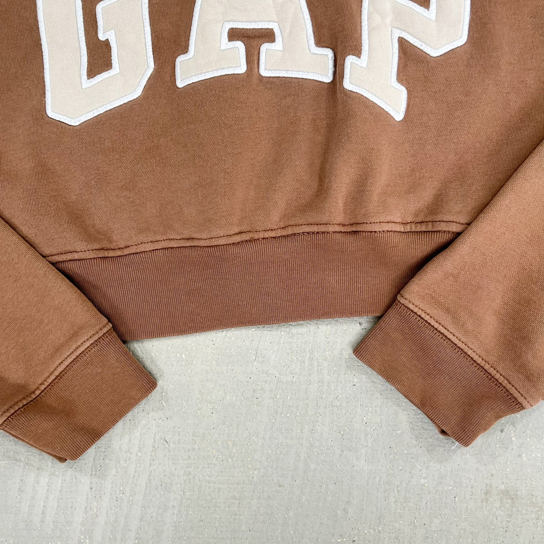 F- HOM GAP Embroidered Text Cropped Reworked Hoodie