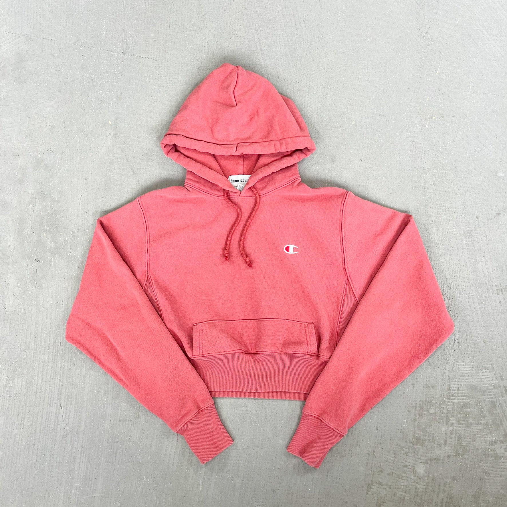 F- HOM Pink Champion Cropped Reworked Hoodie