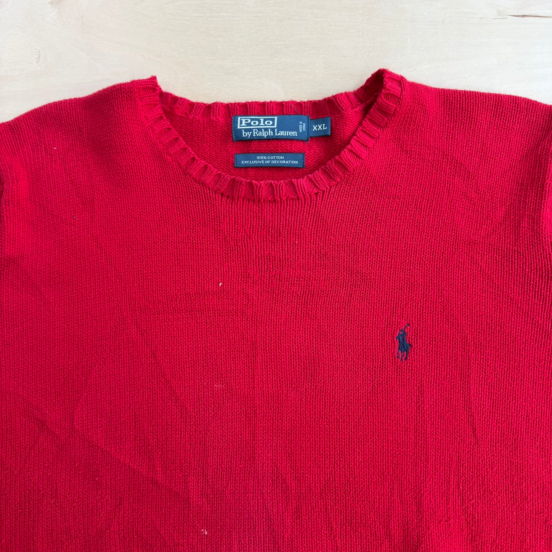J- Vintage Polo RL Embroidered Logo Red Knit Sweater - 2XL
