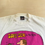 J- Vintage 90s Safe Sex In The 90s Graphic Single Stitch Tee - L