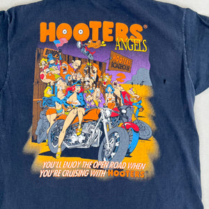 F- Vintage Hooters Angels Motorcycle Graphic Single Stitch Tee