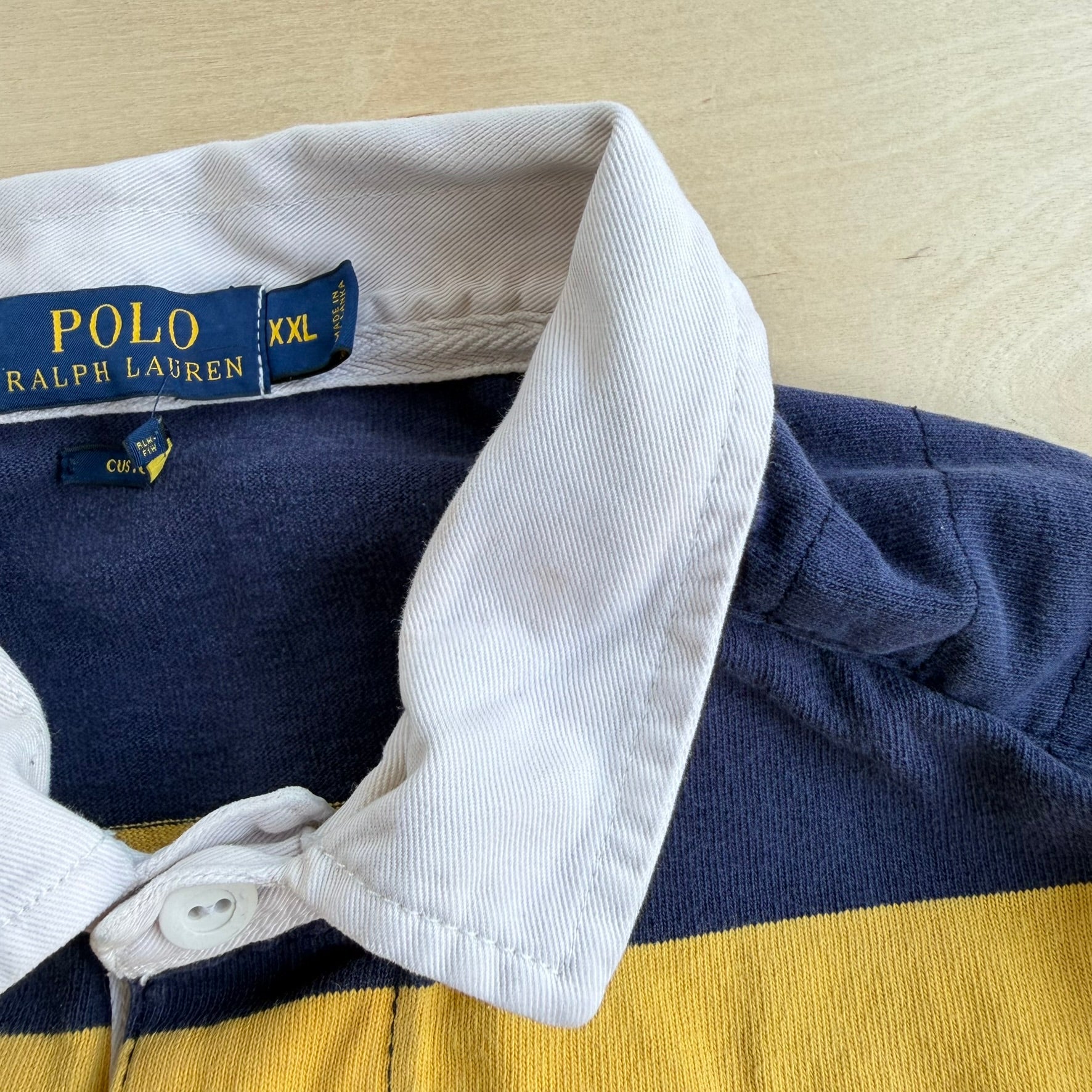 J- Vintage Polo RL Embroidered Logo Long Sleeve Rugby Shirt - 2XL