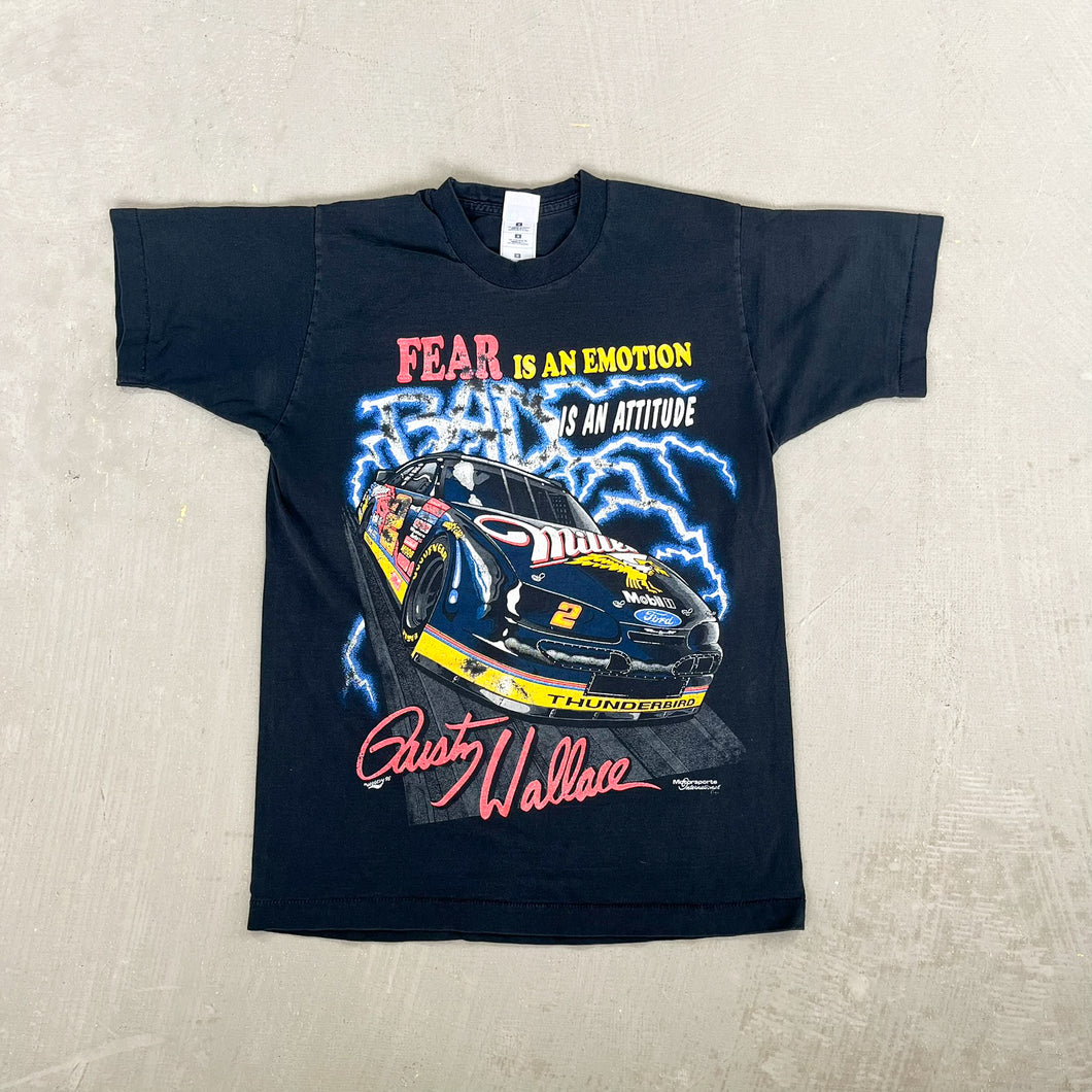 F- Vintage '95 Nascar Dusty Wallace Fear Is An Emotion Single Stitch Tee