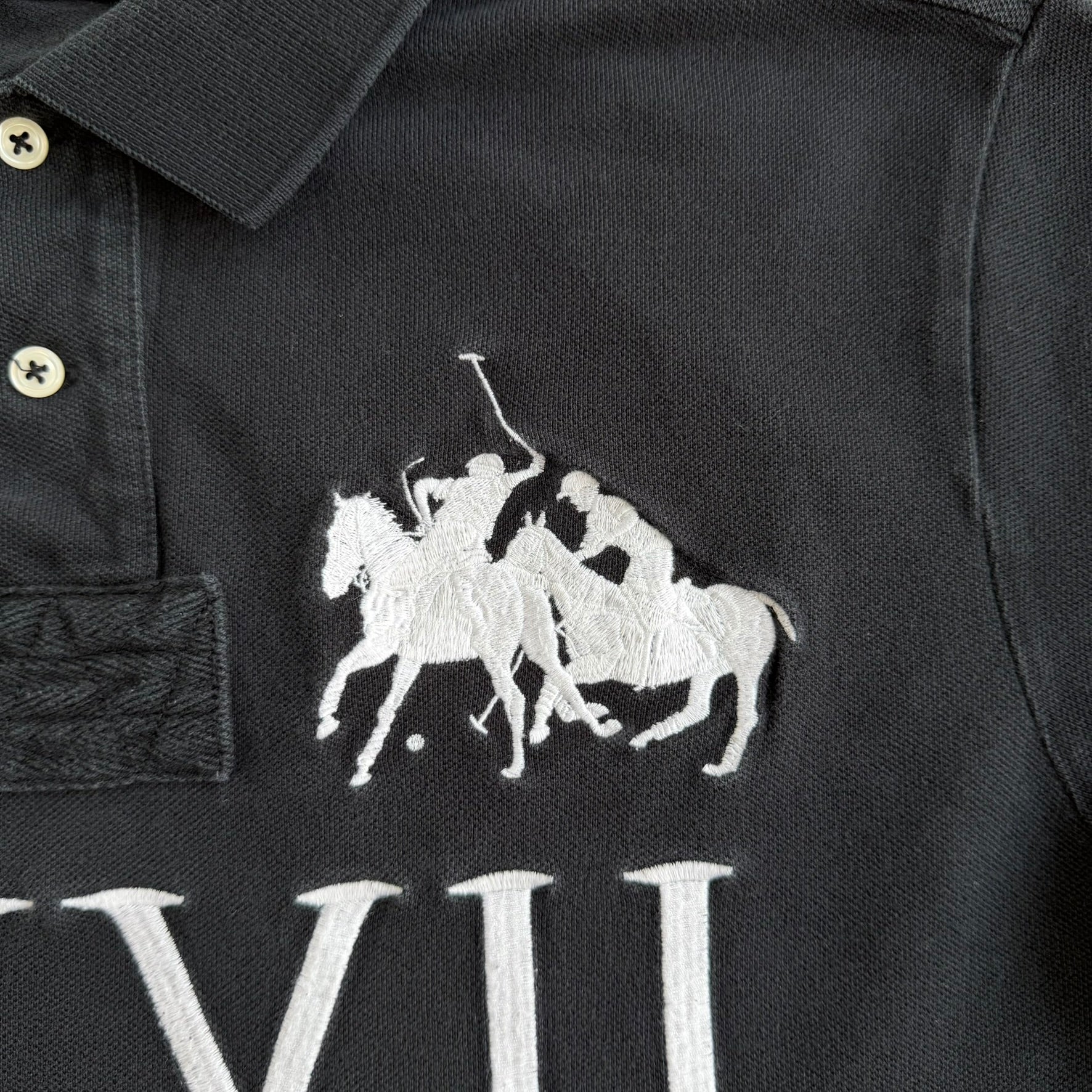 J- Vintage Polo RL LXVII Embroidered Text & Logo Short Sleeve Polo Shirt - L