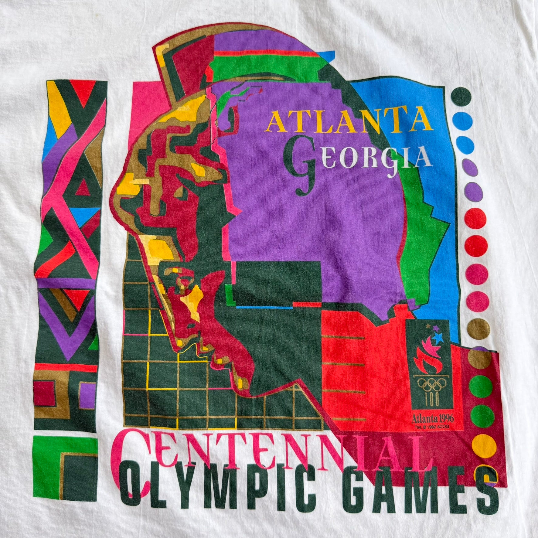 J- Vintage '96 Atlanta Georgia Olympic Games Graphic Single Stitch Tee - L