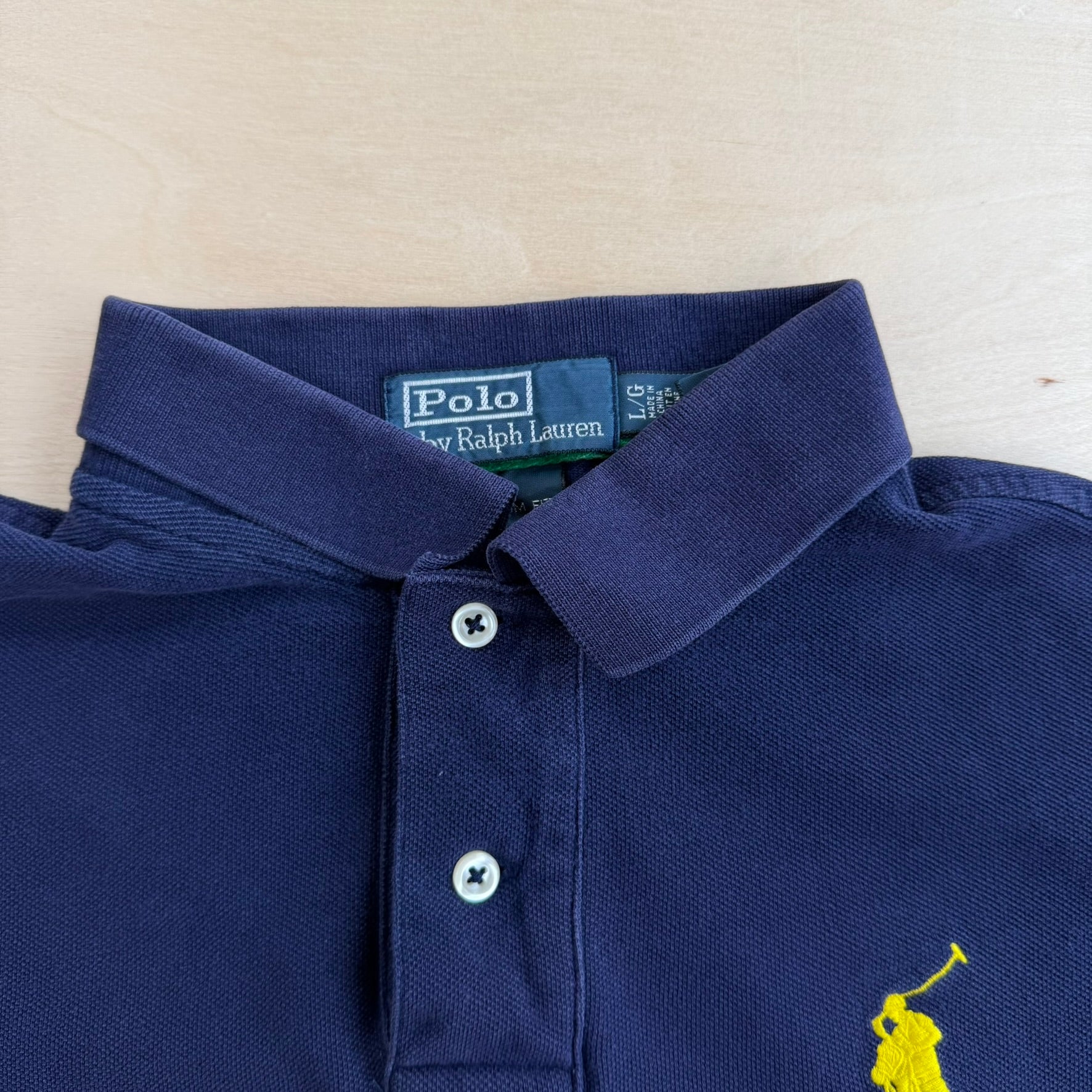 J- Vintage Polo RL USA Chenille Embroidered Text & Embroidered Logo Short Sleeve Polo Shirt - L