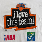 J- Vintage '95 New York Knicks NBA Sprite I Love This Team! Graphic Made In USA Single Stitch Tee - XL