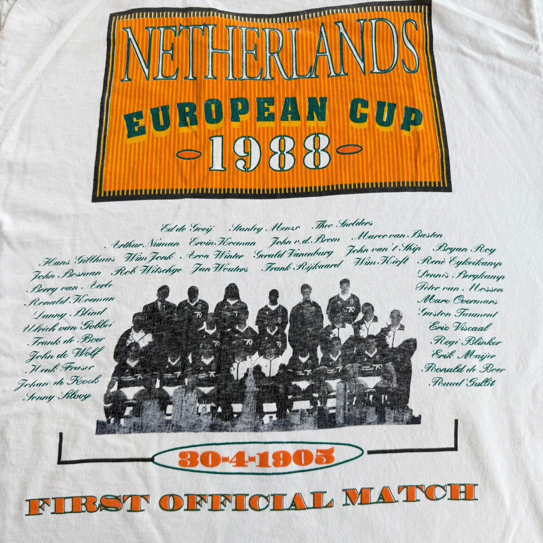 J- Vintage '91 Lotto Netherland National Soccer Team 1988 Europe Champions Graphic Made In USA Tee - L