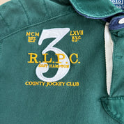 J- Vintage Polo Ralph Lauren County Jockey Club Embroidered Text Rugby Shirt - L