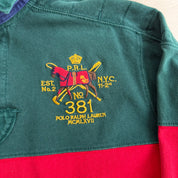 J- Vintage Polo Ralph Lauren County Jockey Club Embroidered Text Rugby Shirt - L