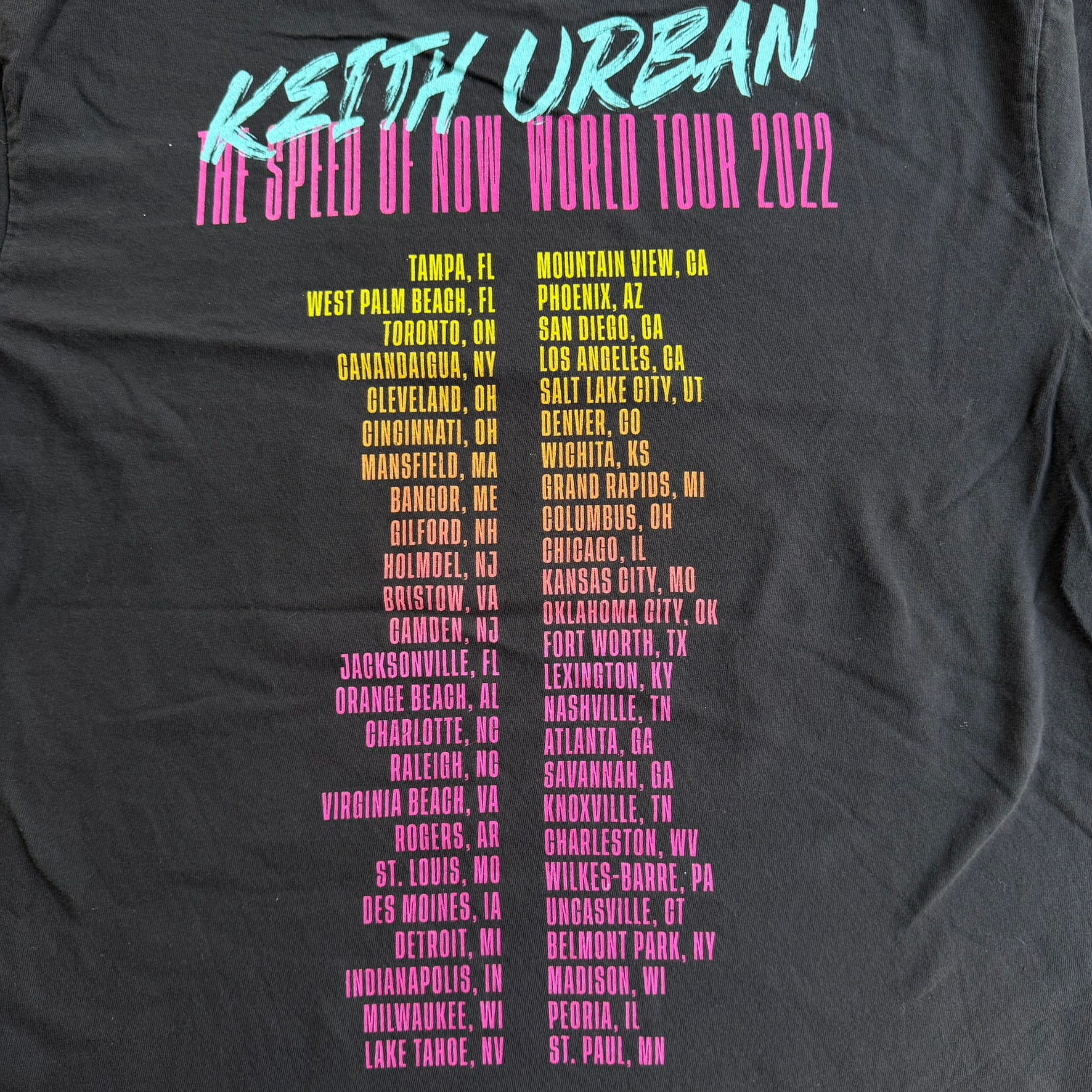 J- '22 Keith Urban The Speed Of Now Tour Graphic Tee - L