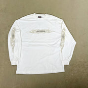 F- Vintage '04 Harley Davidson Japan Flames Graphic Long Sleeve Tee