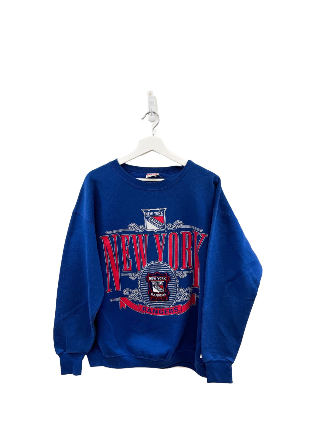 X - Vintage 1992 Nutmeg NHL New York Rangers Embroidered Logo Crewneck