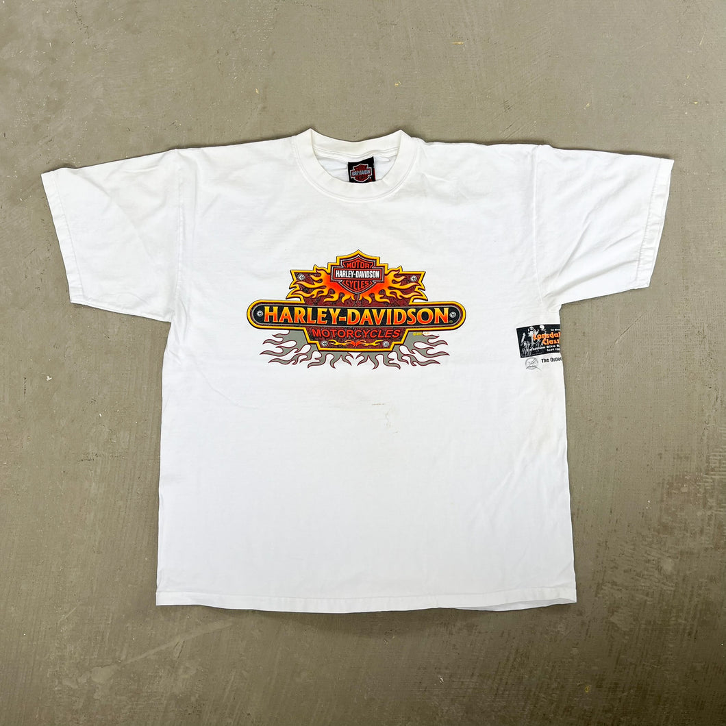 F- Vintage '01 Harley Davidson Flames Graphic & Logo Tee