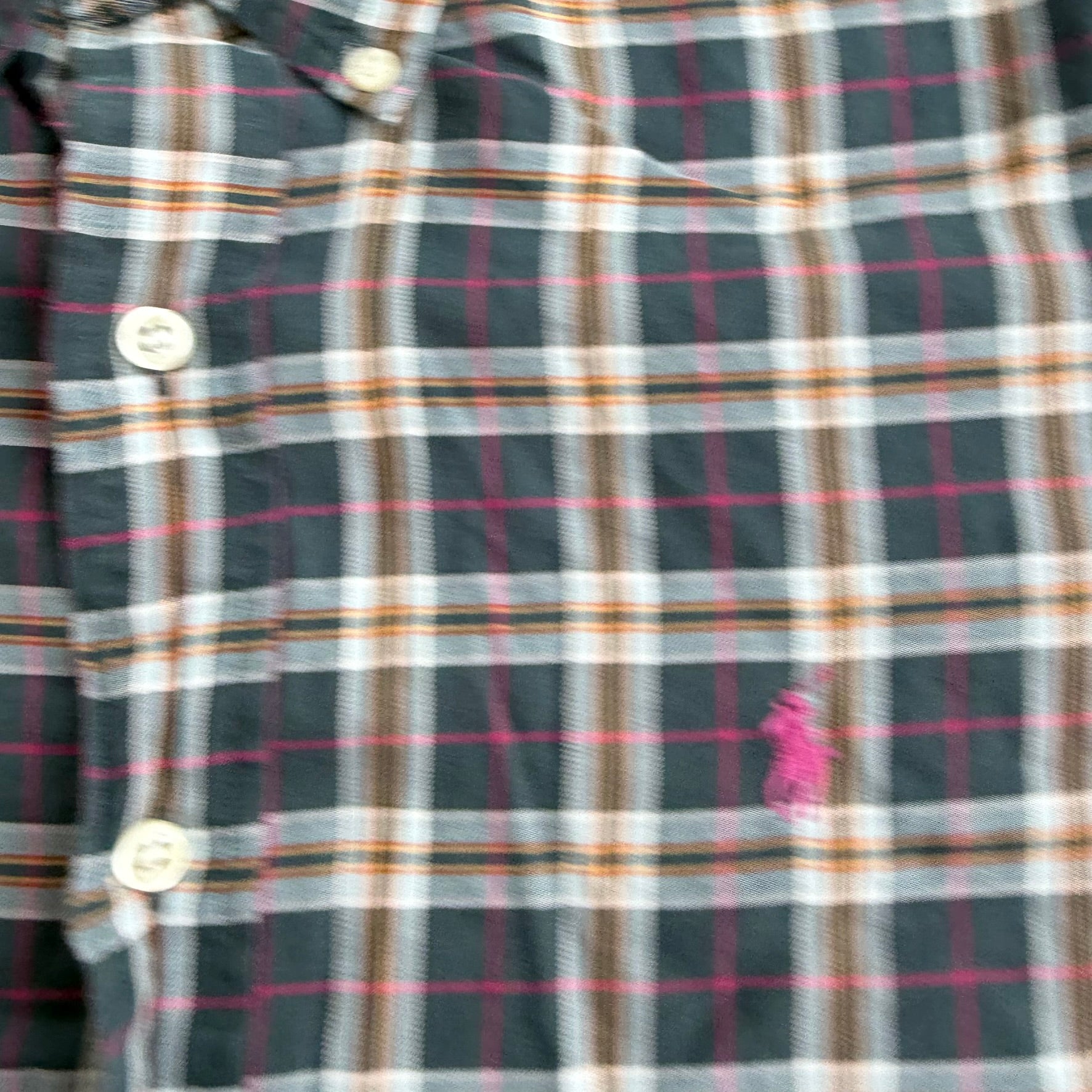 J- Vintage Polo RL Embroidered Logo Grey/Pink Gingham Pattern Button Down Shirt - L
