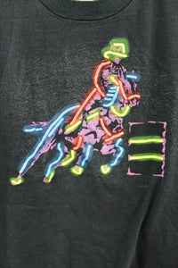X - Vintage Single Stitch Neon Cowboy On Horse Tee