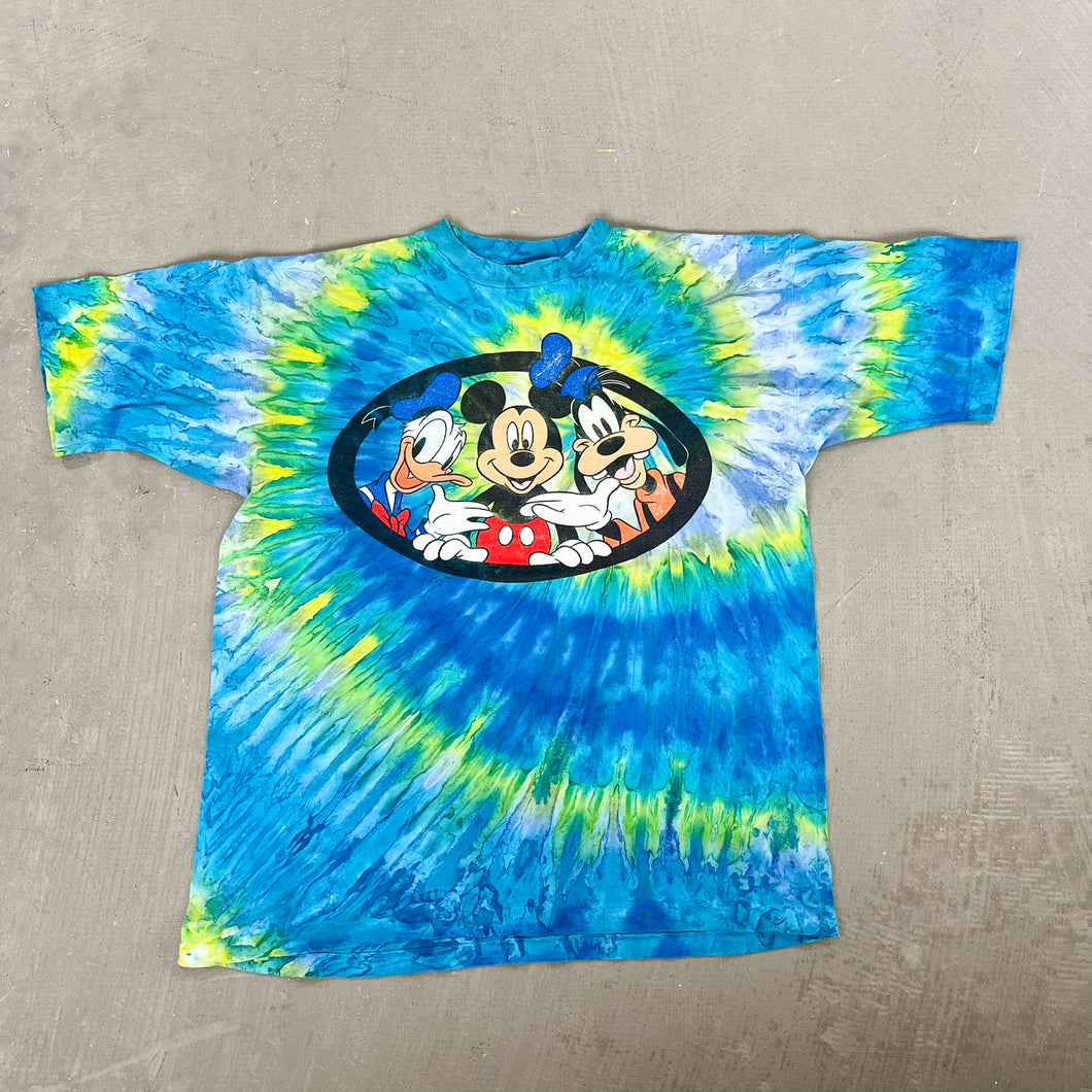 F- Vintage Disney Mickey/Goofy/Donald Tie Dye Single Stitch Tee