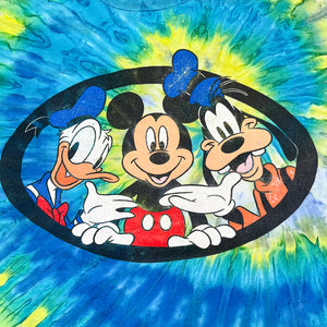 F- Vintage Disney Mickey/Goofy/Donald Tie Dye Single Stitch Tee