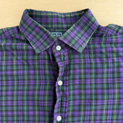 J- Vintage Polo RL Purple/Green Gingham Pattern Button Down Shirt - XL