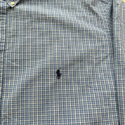 J- Vintage Polo RL Embroidered Logo Gingham Pattern Button Down Shirt - 3XL Tall