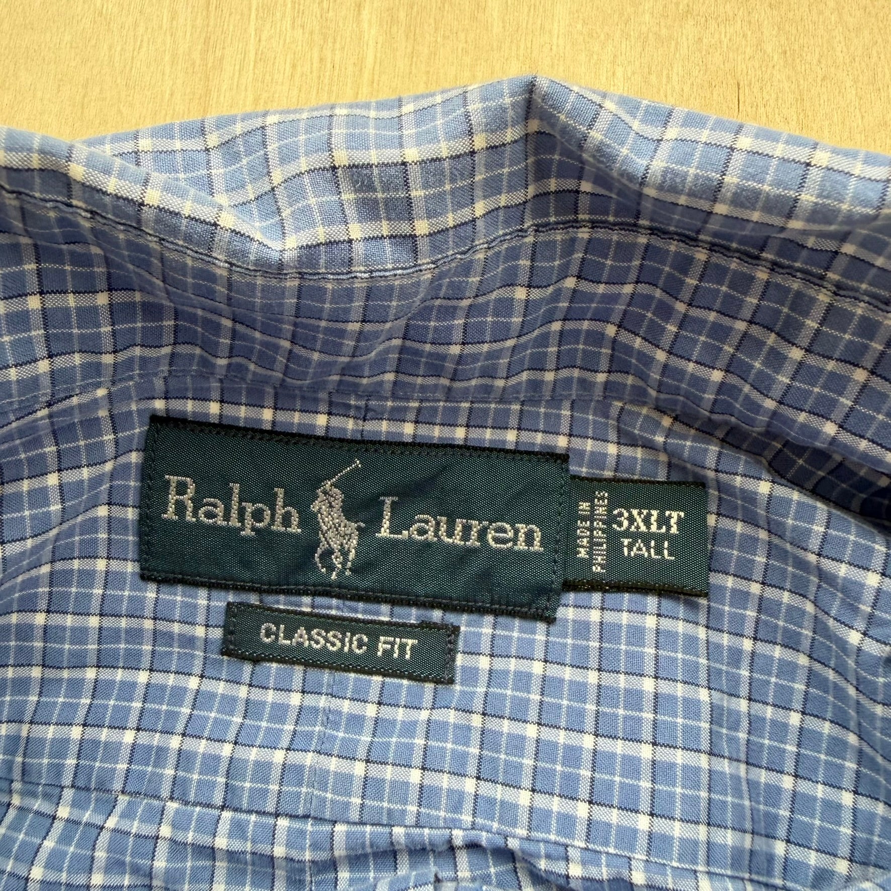 J- Vintage Polo RL Embroidered Logo Gingham Pattern Button Down Shirt - 3XL Tall