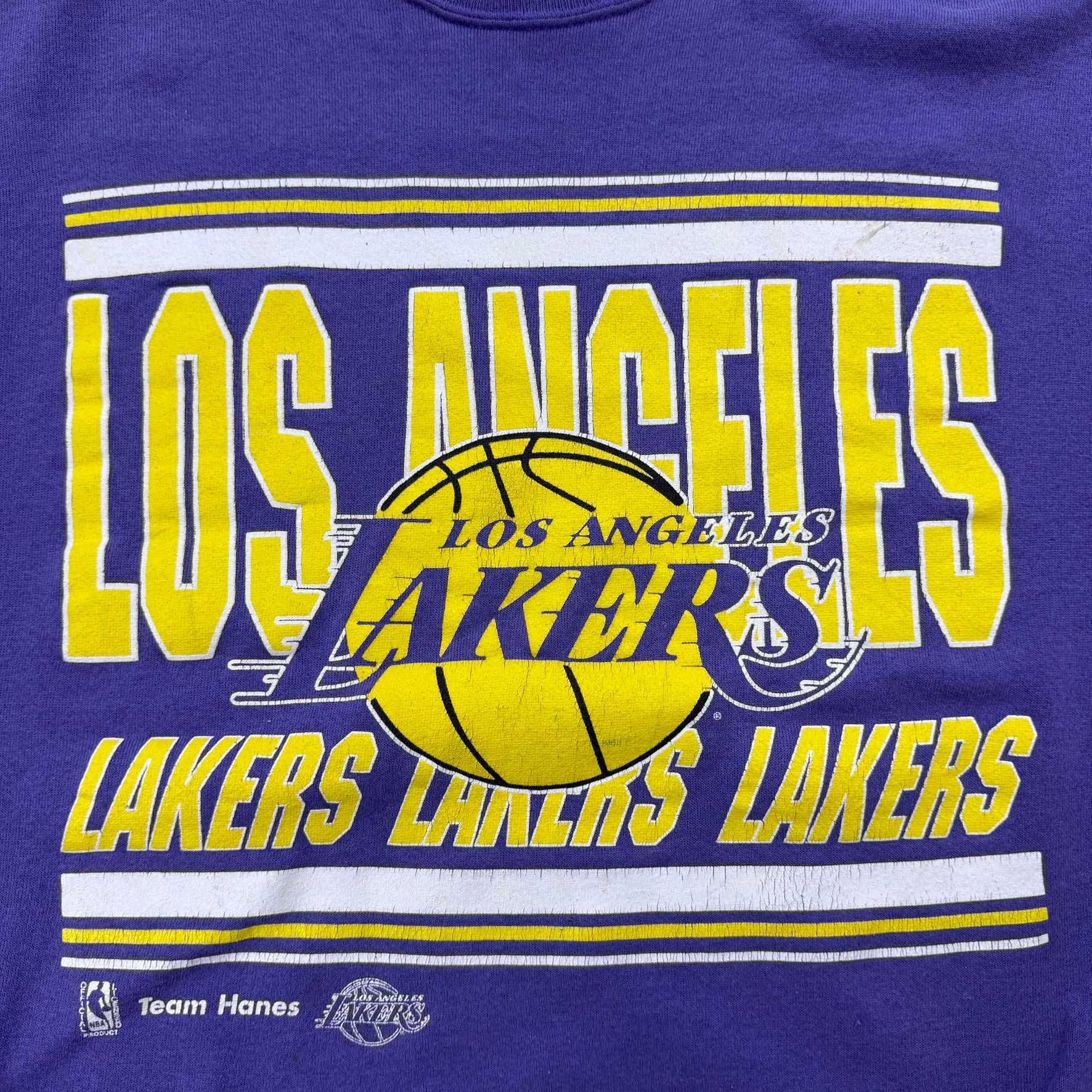 J- Vintage Los Angeles Lakers NBA Text & Graphic Crewneck - XL